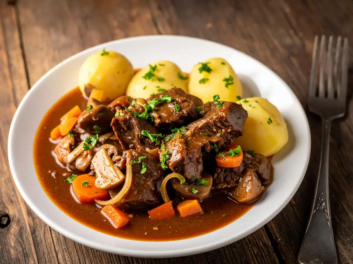 Boeuf Bourguignon mit Kartoffeln
