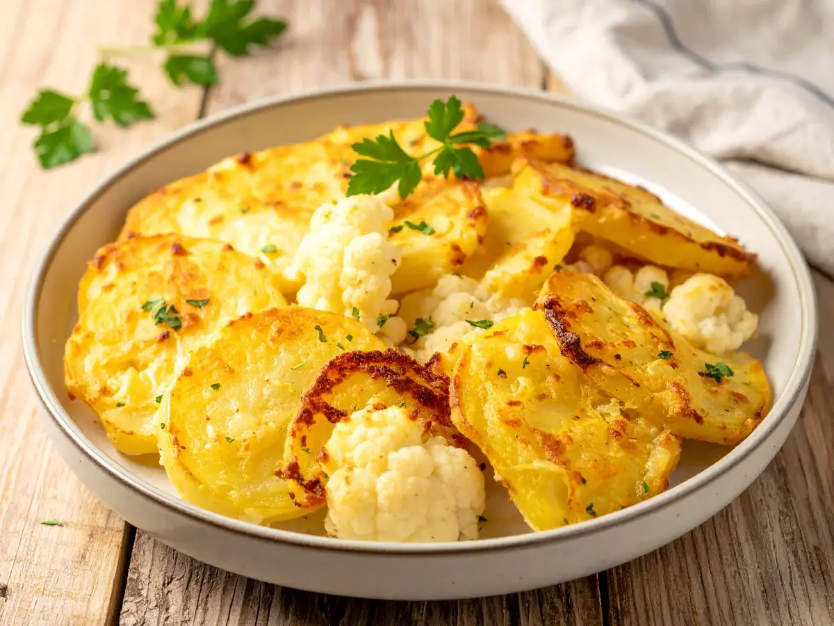 Kartoffel-Blumenkohl-Auflauf mit Käse