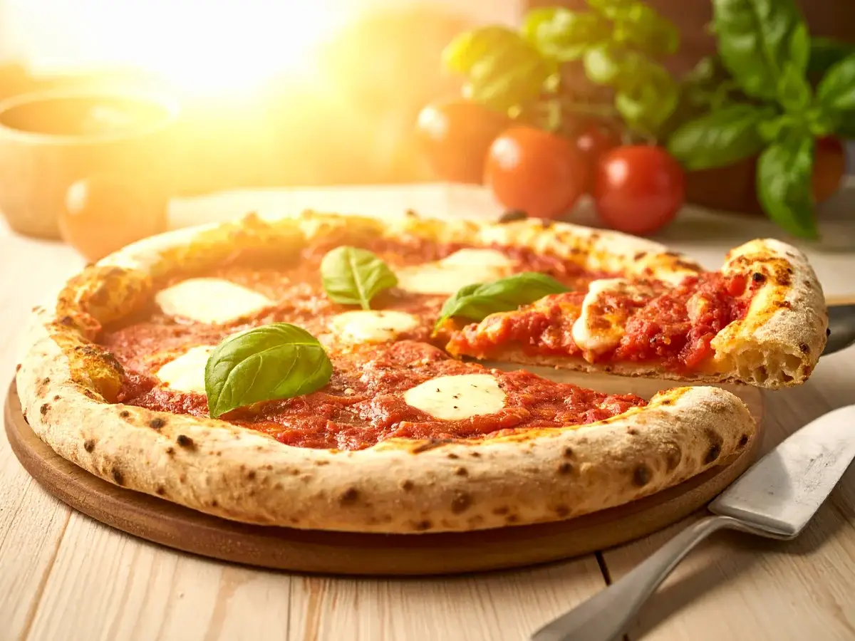 Margherita-Pizza mit Mozzarella und Tomatensoße