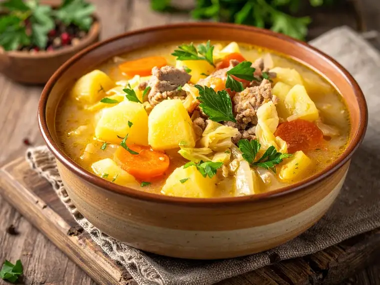 Bauerneintopf mit Hackfleisch und Kohl