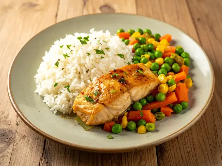Fisch-Reispfanne mit Gemüse