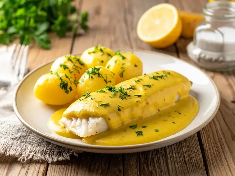 Fischfilet in Senfsoße mit Kartoffeln