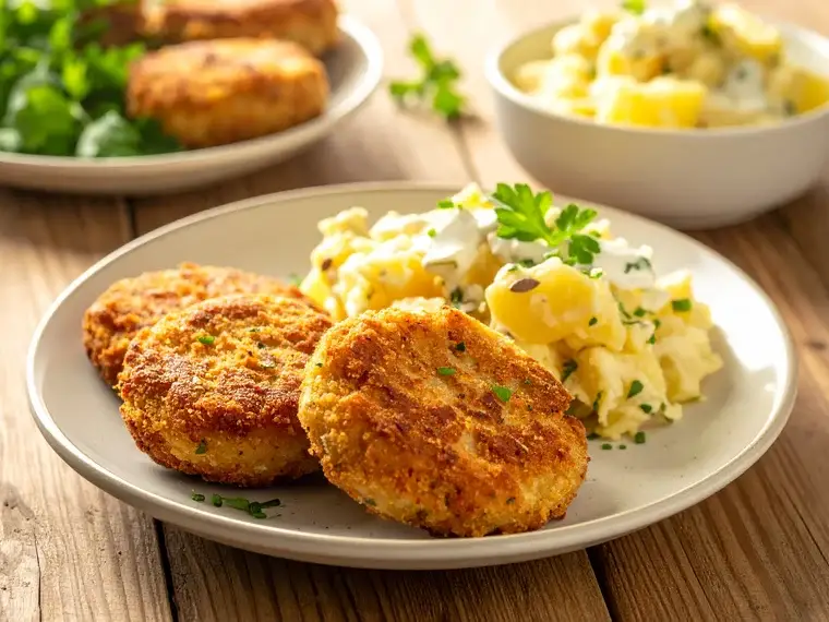 Fischfrikadellen mit Kartoffelsalat