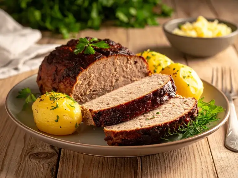 Hackbraten mit Kartoffeln