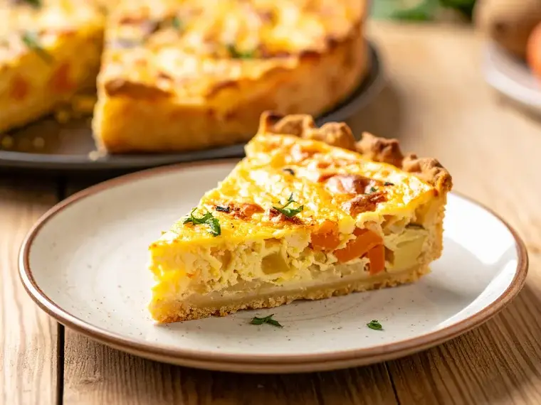 Kartoffel-Quiche mit Kartoffelboden und Möhren