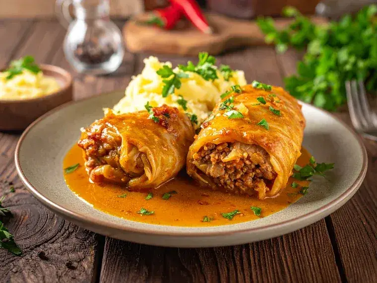 Kohlrouladen mit Kartoffelstampf