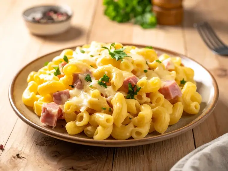 Makkaroni mit Schinken und Käse